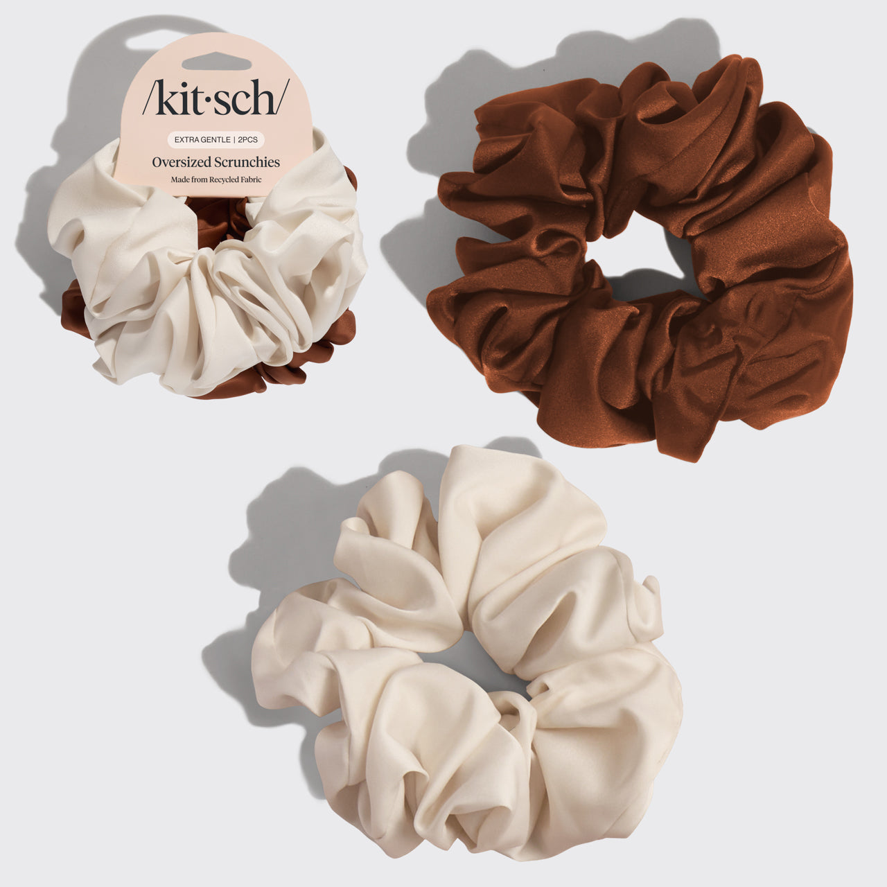 Scrunchies oversize color crema e cammello