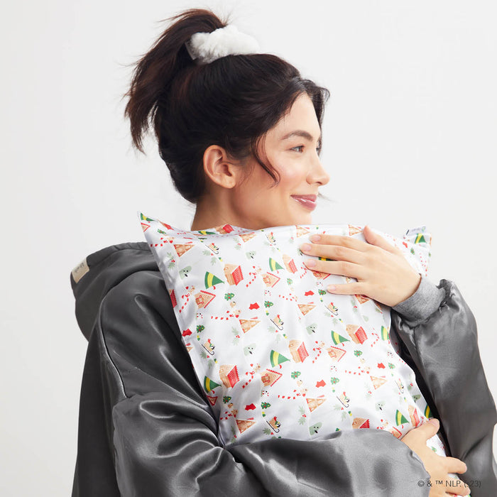 Kitsch x elf Satin Pillowcase in Periwinkle Christmas - King