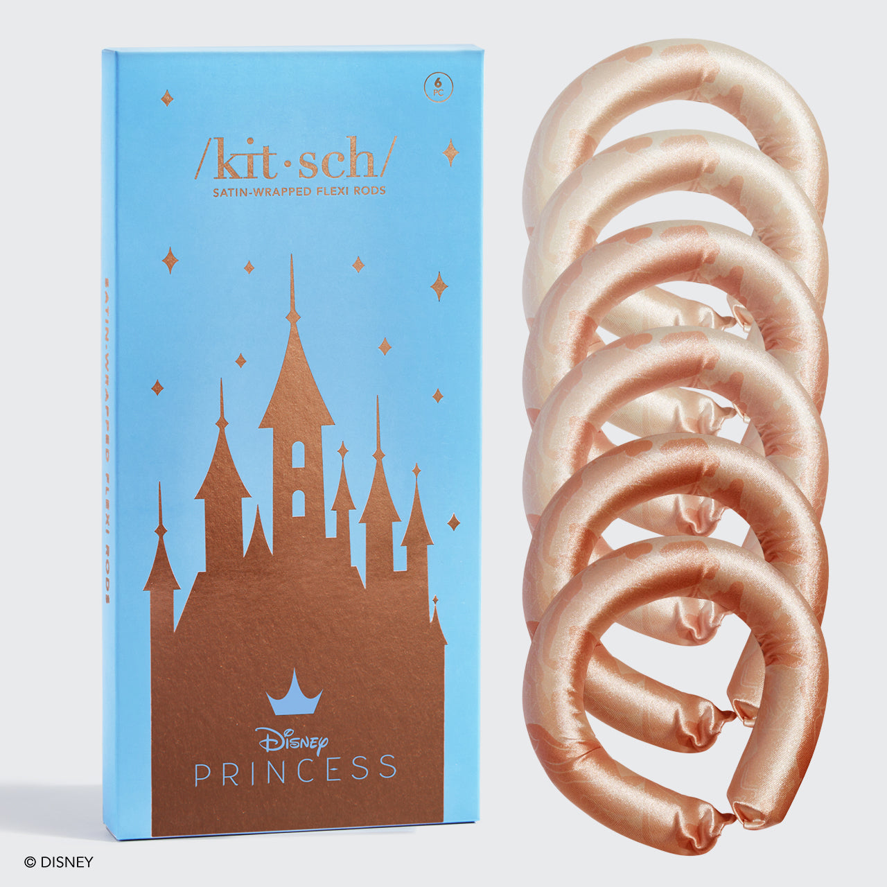 Kitsch x Disney Princess Lot de 6 Bigoudis Flexibles en Satin