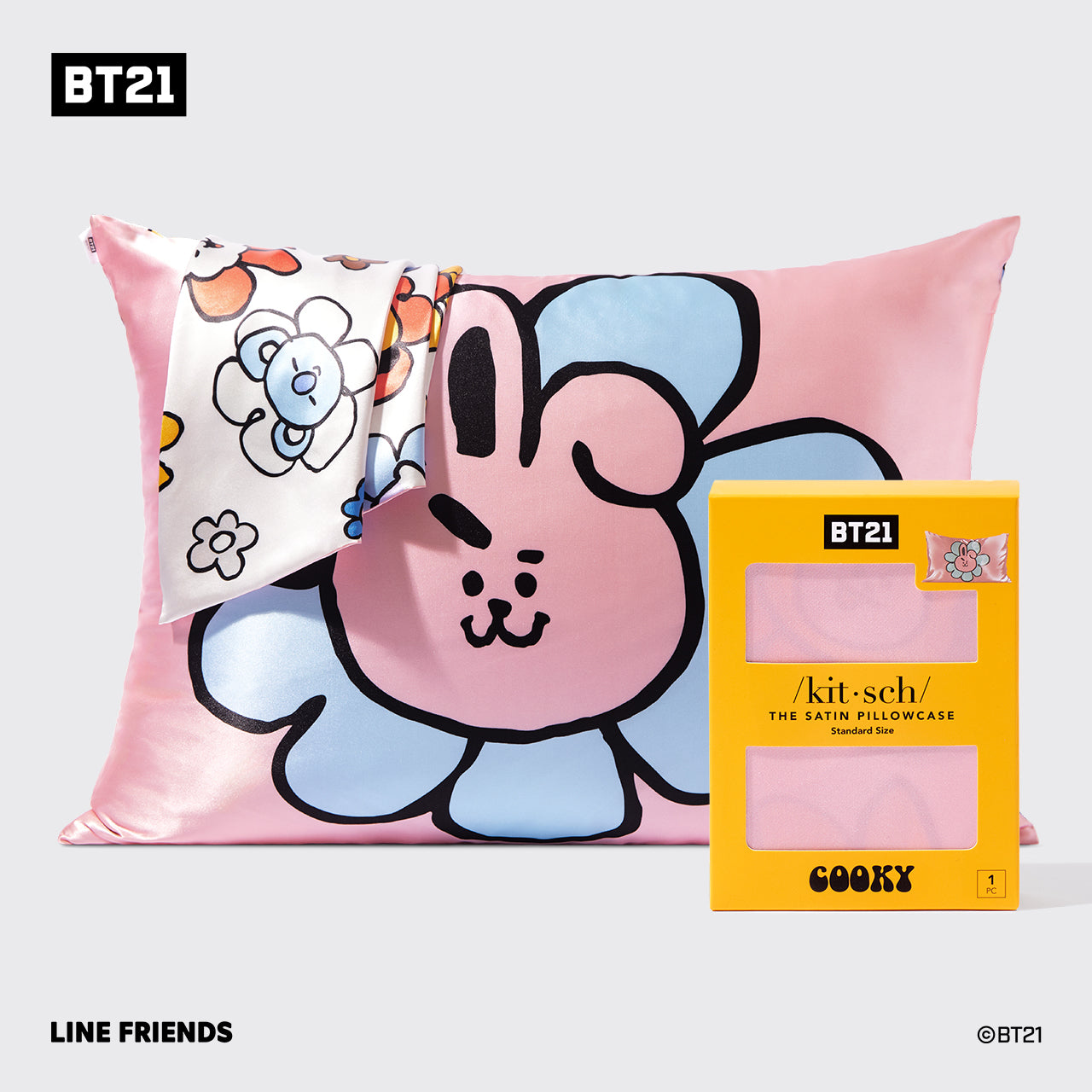 Kitsch x BT21 Taie d'oreiller en satin COOKY