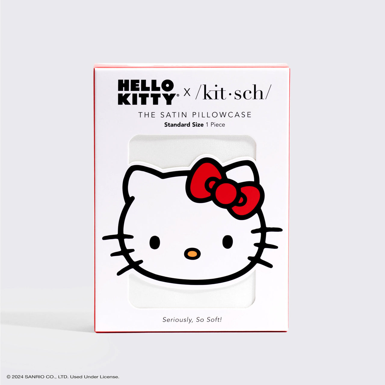 Kitsch x Hello Kitty Satin Kopfkissenbezug Elfenbein Kitty Schleife