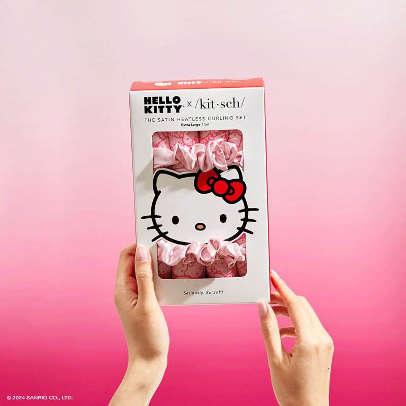Kitsch x Hello Kitty XL Heizfreies Lockenstab-Set mit Hello Kitty Gesichtern