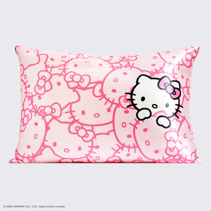 Kitsch x Hello Kitty Satin-Kissenbezug + Kissen-Haargummi