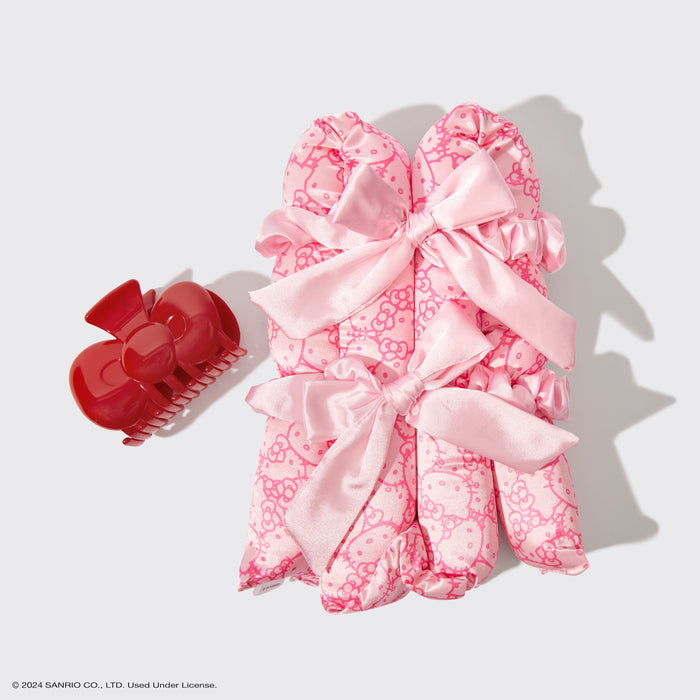 Kitsch x Hello Kitty Set aus XL-Satin-Lockenstäben ohne Hitze + Schleifenklammer