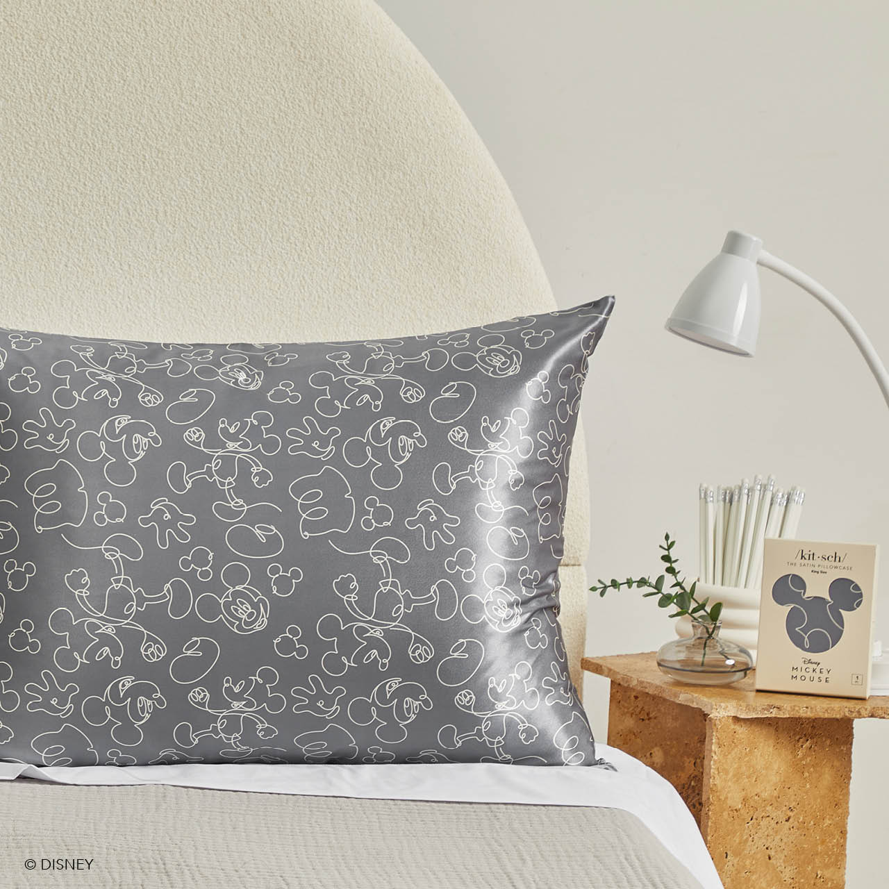Kitsch x Mickey und Minnie Satin Kopfkissenbezug Mickey Magic - King