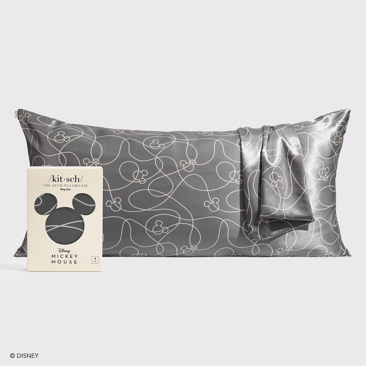 Kitsch x Mickey et Minnie Taie d'oreiller en satin labyrinthe Mickey - King
