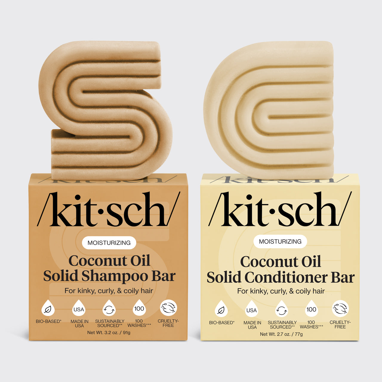 Coconut Oil Shampoo \u0026 Conditioner Bar Combo for Dry Damaged Hair – KITSCH, image size:1280x1280