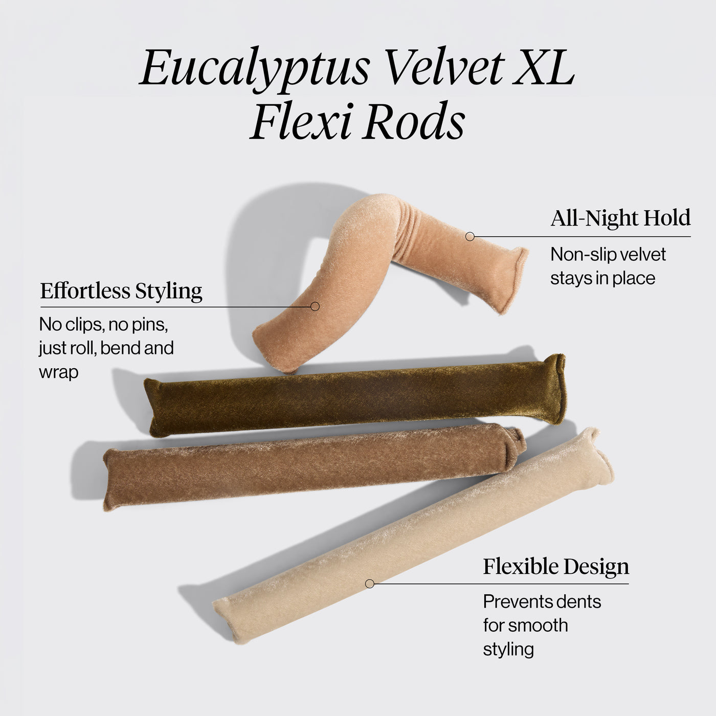 Fluwelen XL Flexi-stangen 4-delige set - Eucalyptus