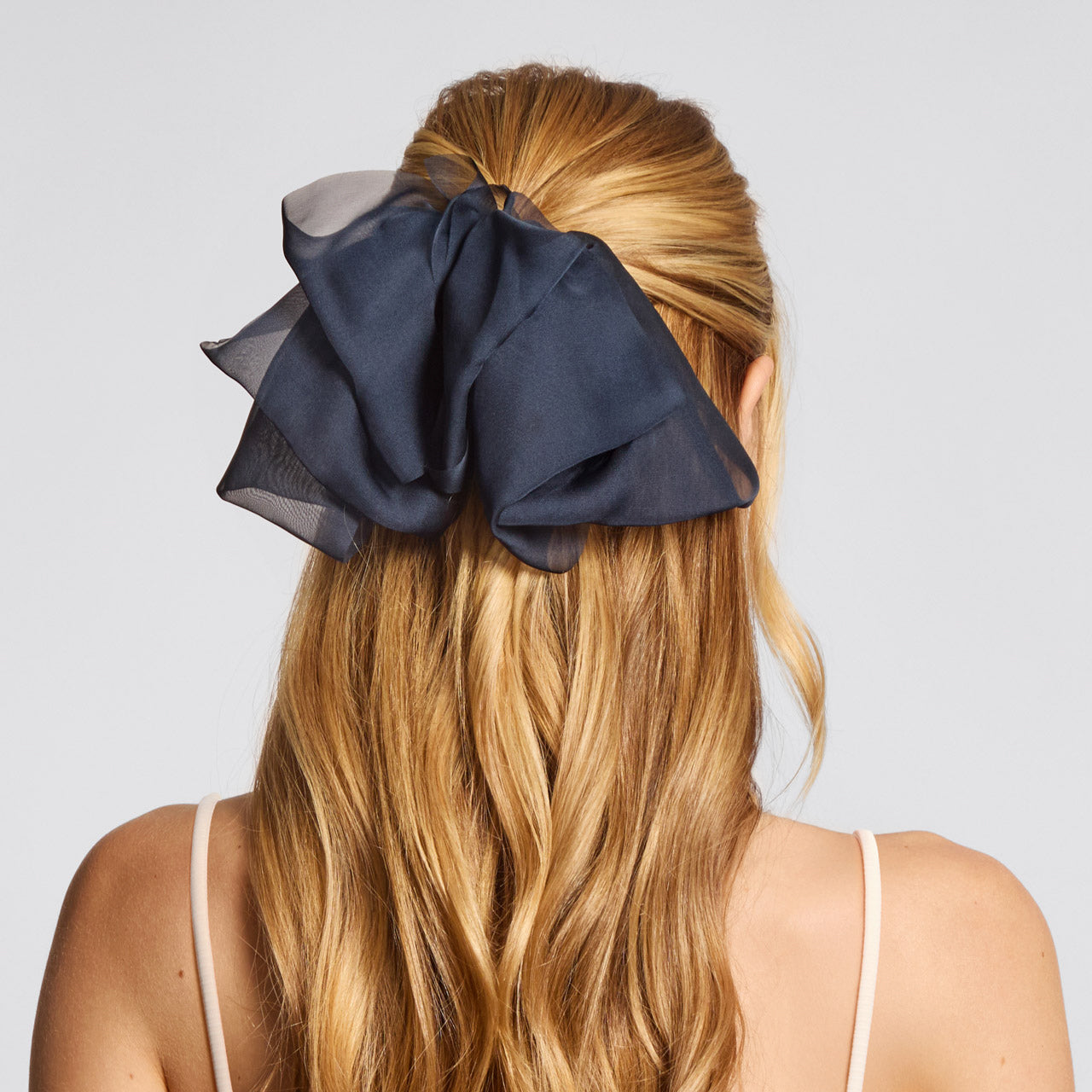 Grampo de cabelo com laço de chiffon - Orquídea azul