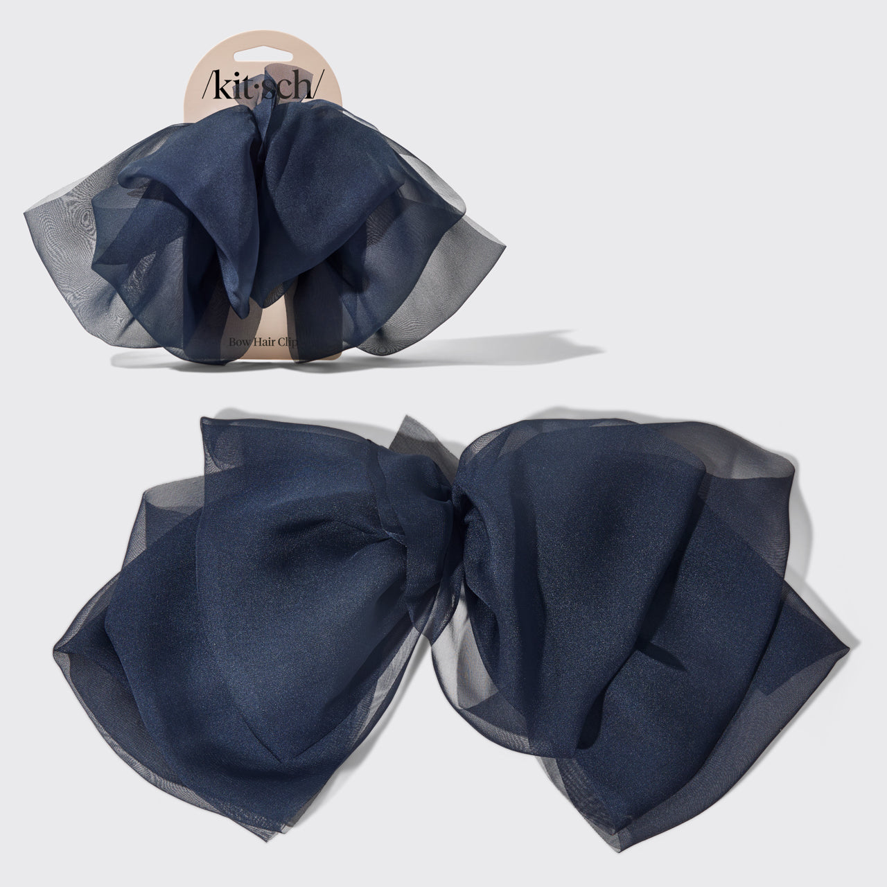 Grampo de cabelo com laço de chiffon - Orquídea azul