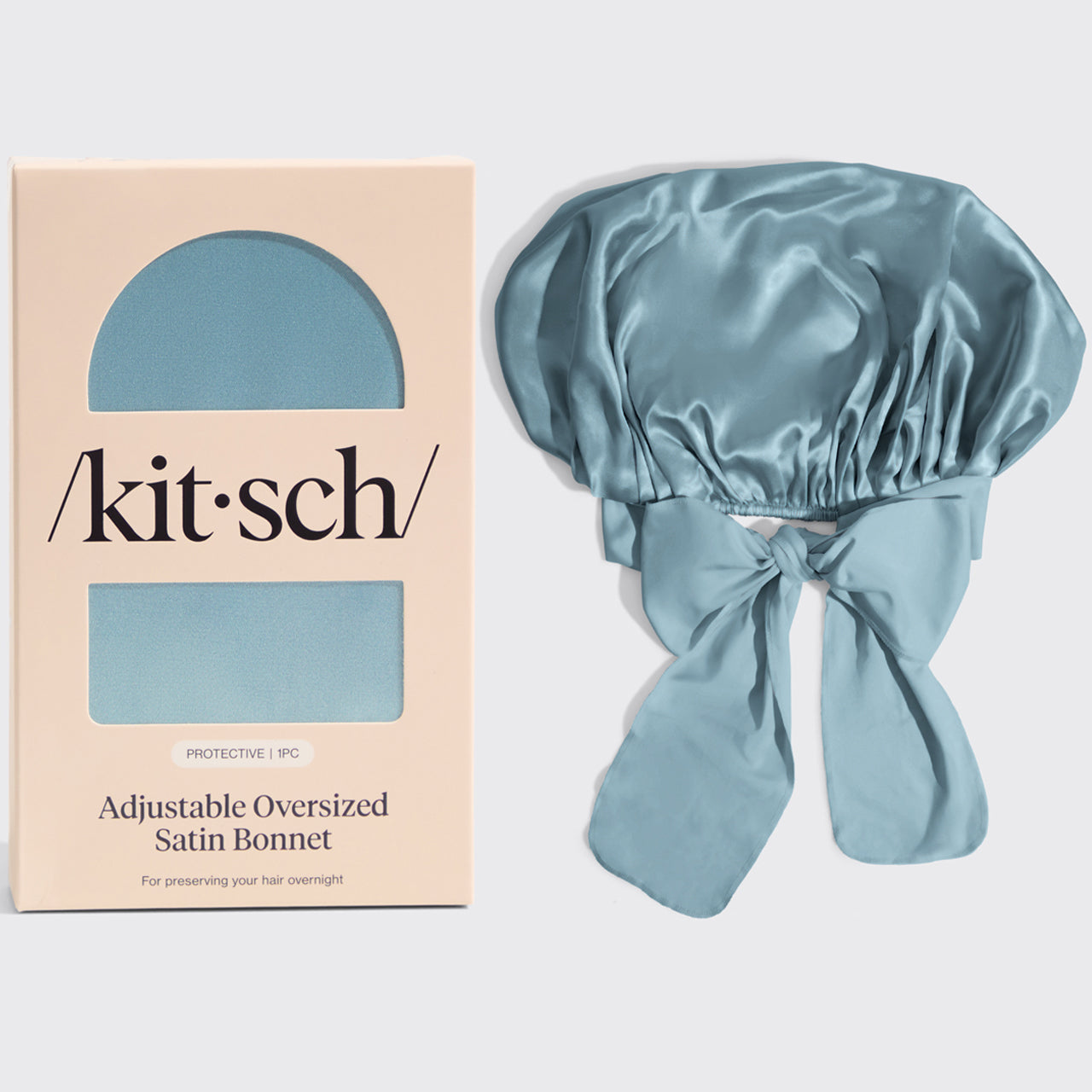 Haze Blue Oversized Satin Bonnet – KITSCH - Main Image