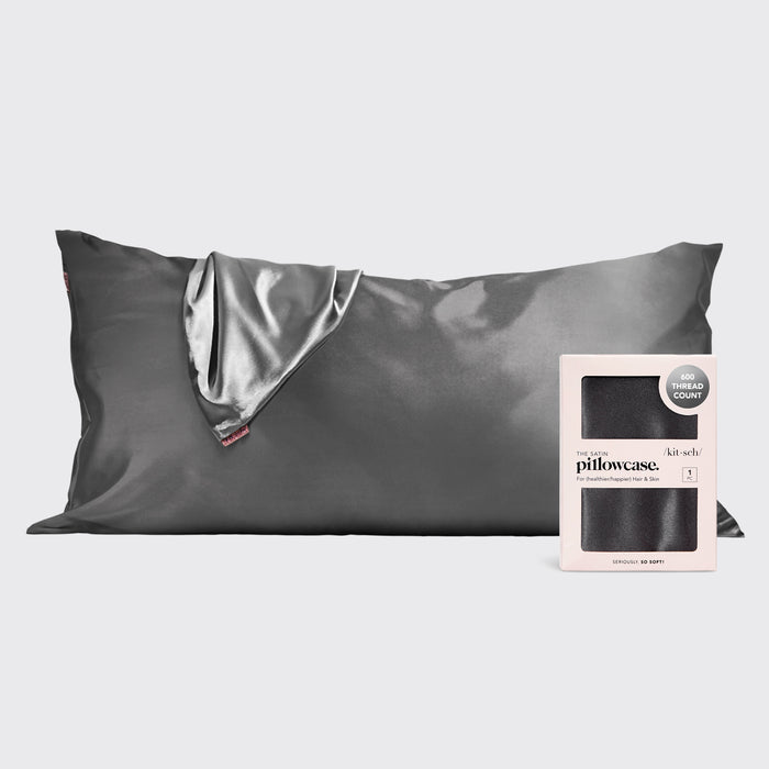 Satin Pillowcase in Charcoal 2 Pack - King Bundle