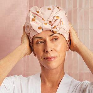 Blush Dot Shower Cap