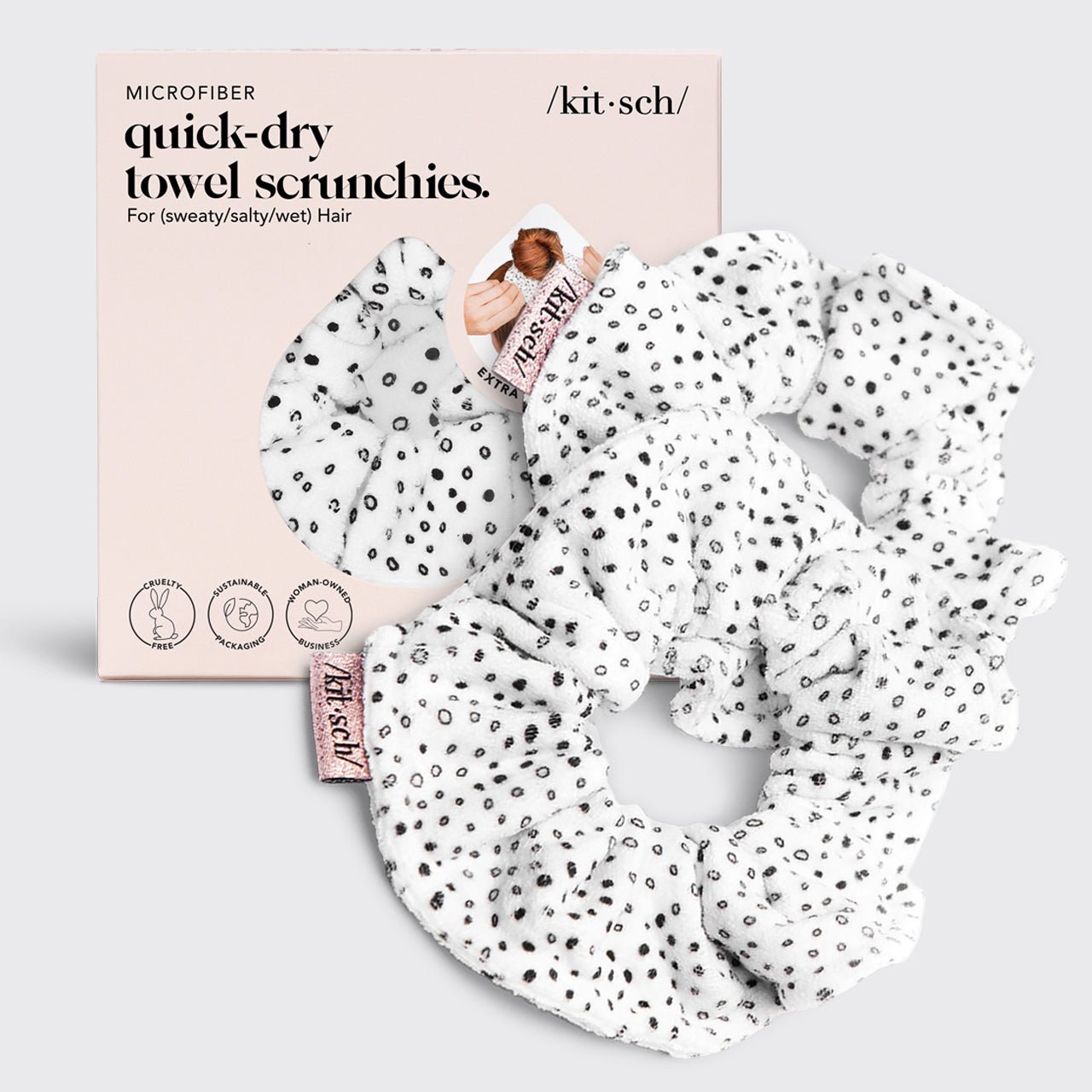 Örtrefja fljótþurrka handklæði Scrunchies 2stk - Micro Dot