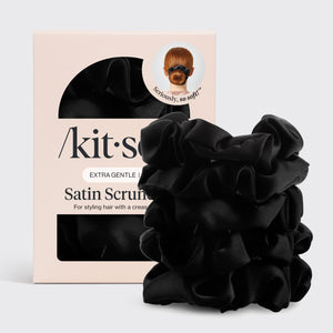 Satin Sleep Scrunchies - Svart