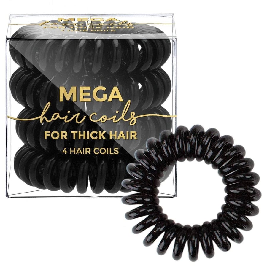 Spiral Hair Ties 4 Pc - Mega Black