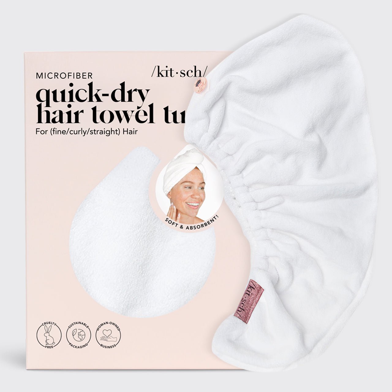 White Microfiber Hair Towel – KITSCH