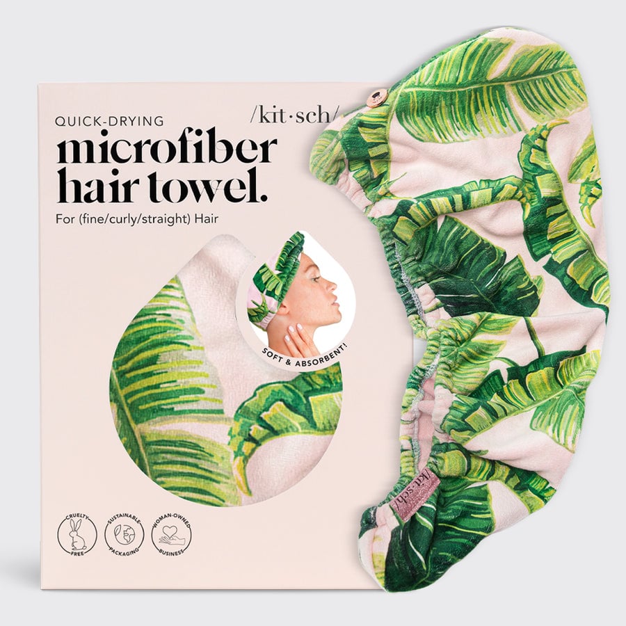 Microfiber Hair Towel in Palm Print