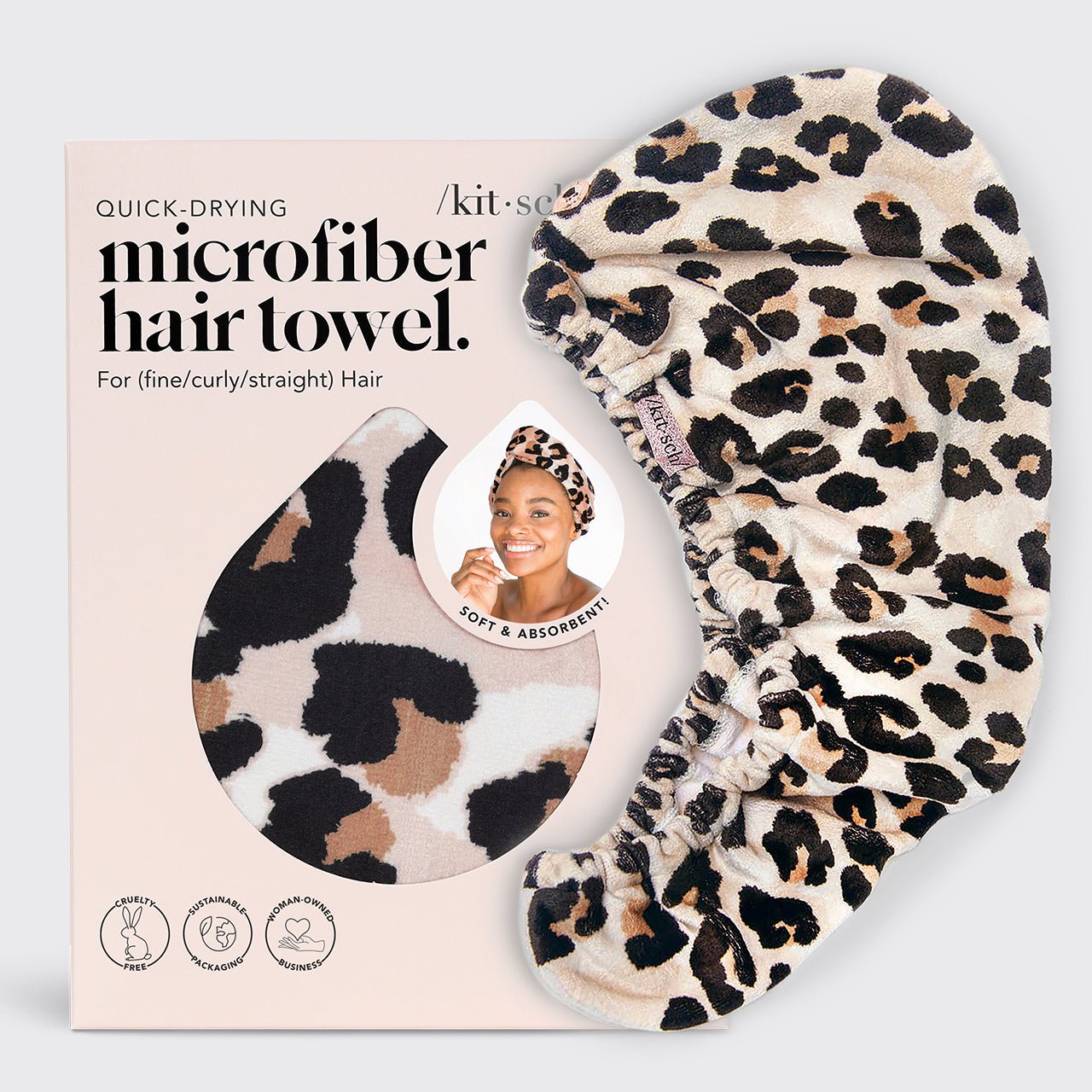 Asciugamano per capelli in microfibra - Leopardo