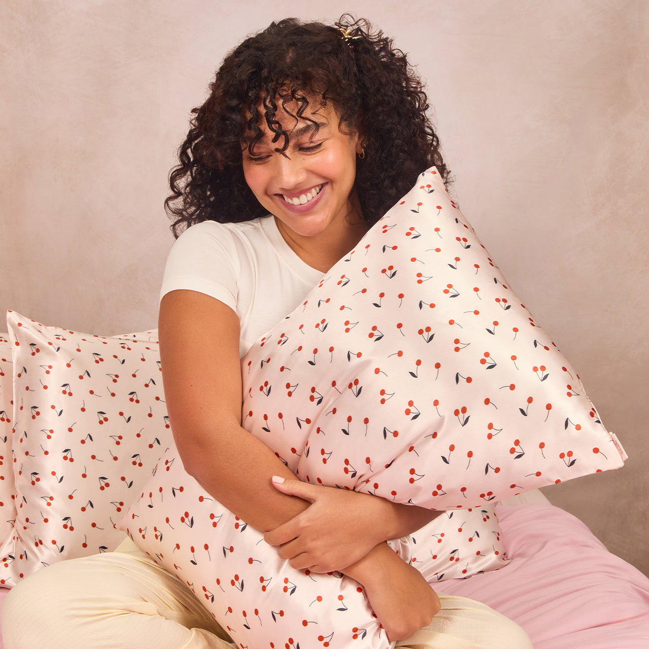 Satin Pillowcase in Cherry Print | KITSCH