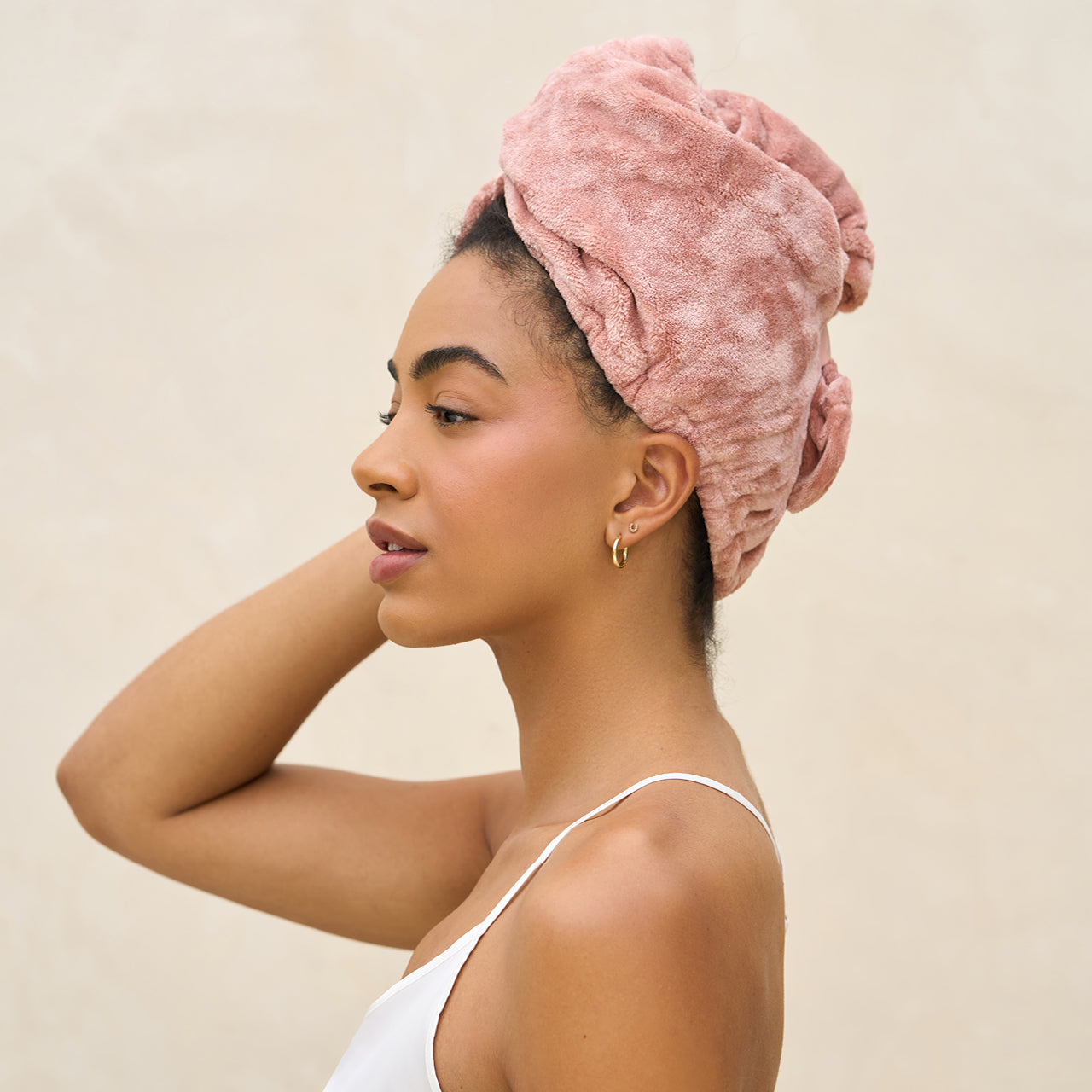 Turbante para cabello de microfibra suave color terracota