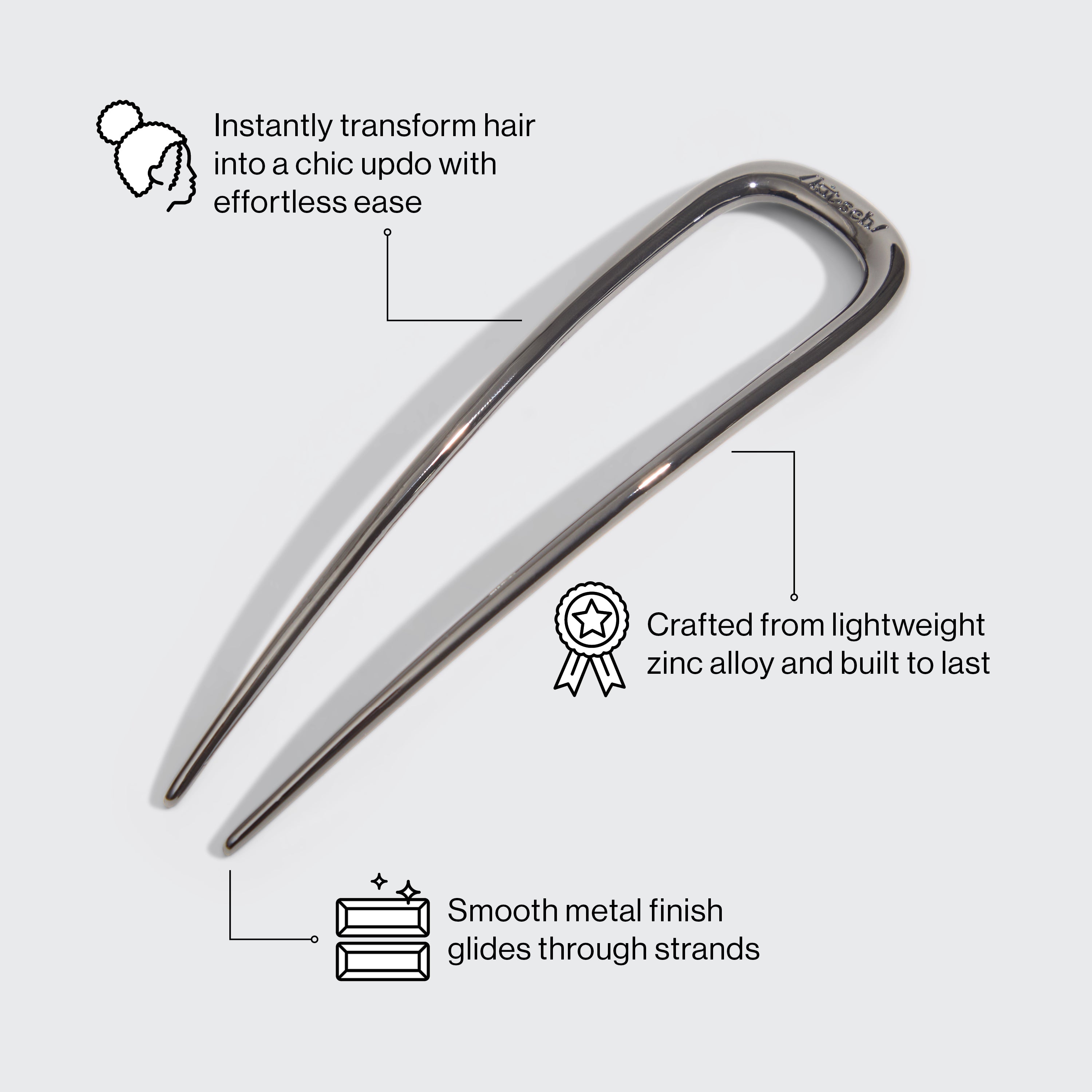Hematite French Hair Pin | KITSCH