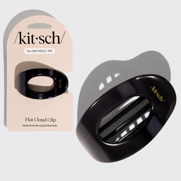 Kitsch Black Flat Cloud Clip - Small displayed beside its retail packaging.