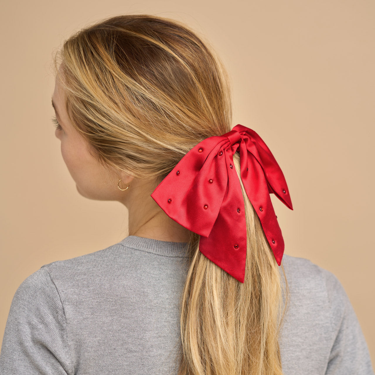 Satin & Rhinestone Bow Scrunchie | KITSCH
