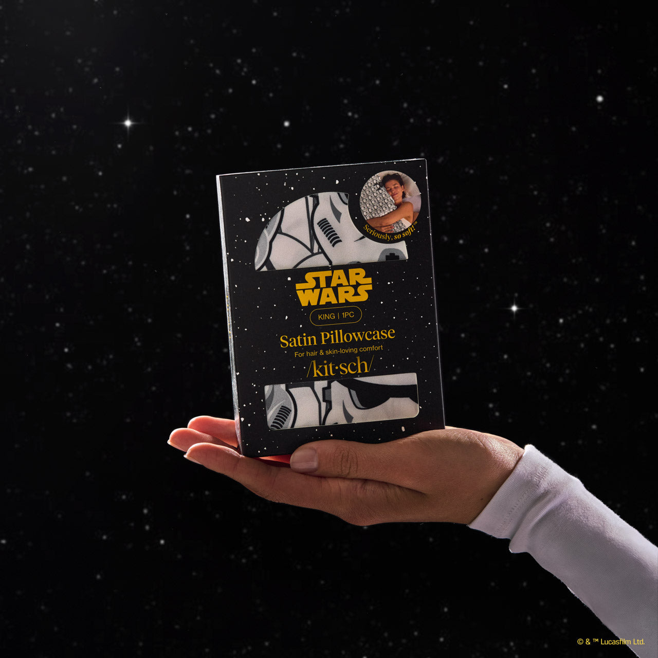Star Wars™ & Kitsch Funda de almohada de satén de Darth Vader & Stormtroopers - King