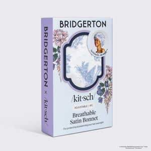 Bridgerton x Kitsch Breathable Satin Bonnet in Garden Toile