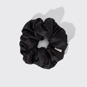 KITSCH Pillow Scrunchies® in Satin 4pc - Black — single scrunchie — oversized black satin scrunchie with no-tug, no-snag design