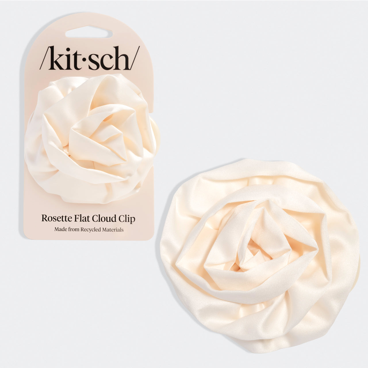 Satin Rosette Flat Cloud Clip in Cream - Medium | KITSCH