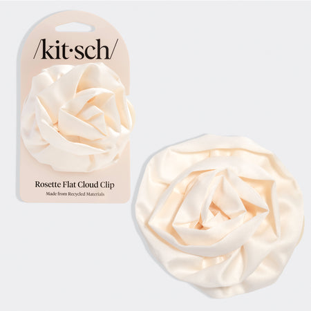 Satin Rosette Flat Cloud Clip in Cream - Medium | KITSCH