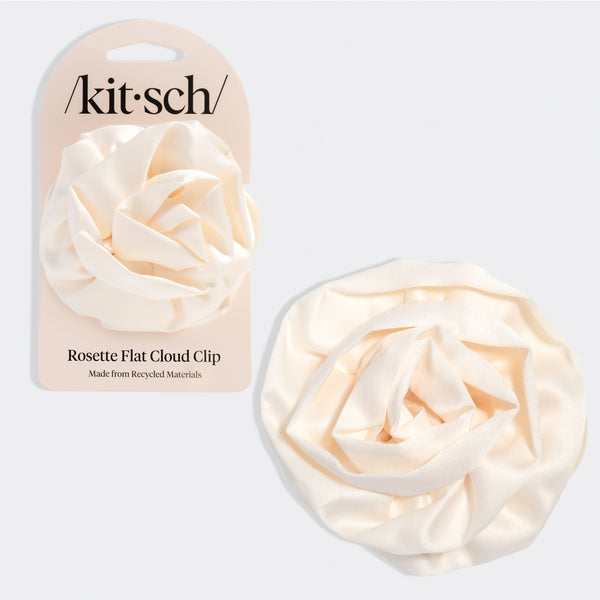 Satin Rosette Flat Cloud Clip in Cream - Medium | KITSCH