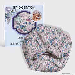 Bridgerton x Kitsch Satin-Lined Flexi Shower Cap in Wisteria