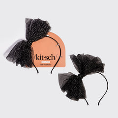 Black Glitter Tulle Headband