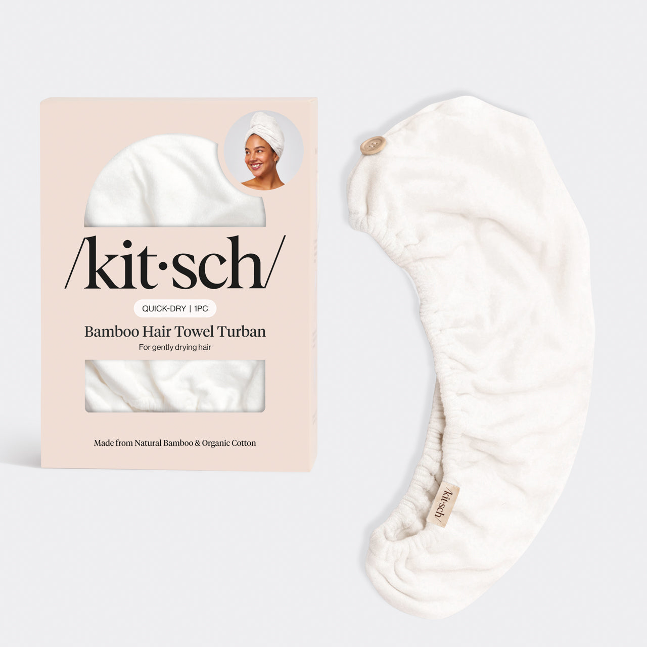 Organic Bamboo Hair Towel - White