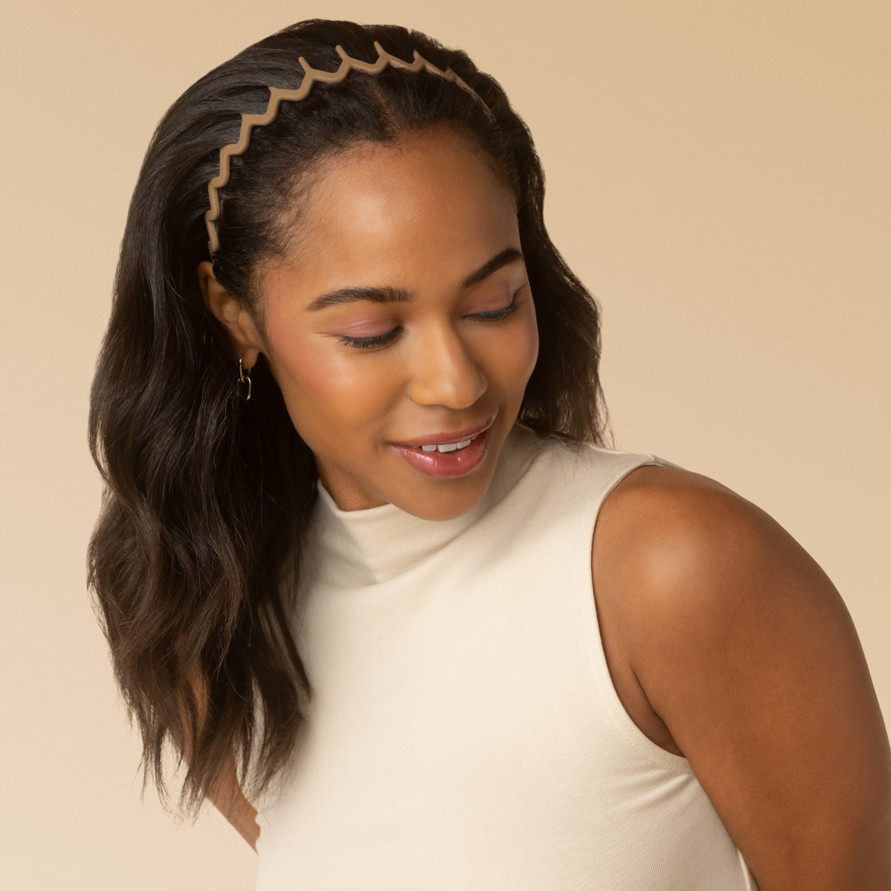 Recycled Plastic Zig Zag Headband 2pc - Neutral | KITSCH