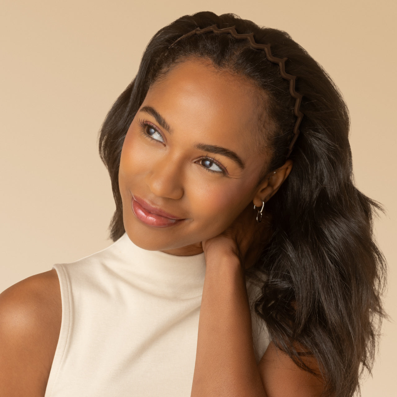 Recycled Plastic Zig Zag Headband 2pc - Neutral | KITSCH