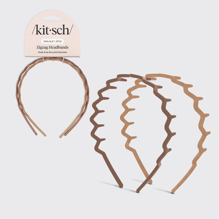 Recycled Plastic Zig Zag Headband 2pc - Neutral | KITSCH