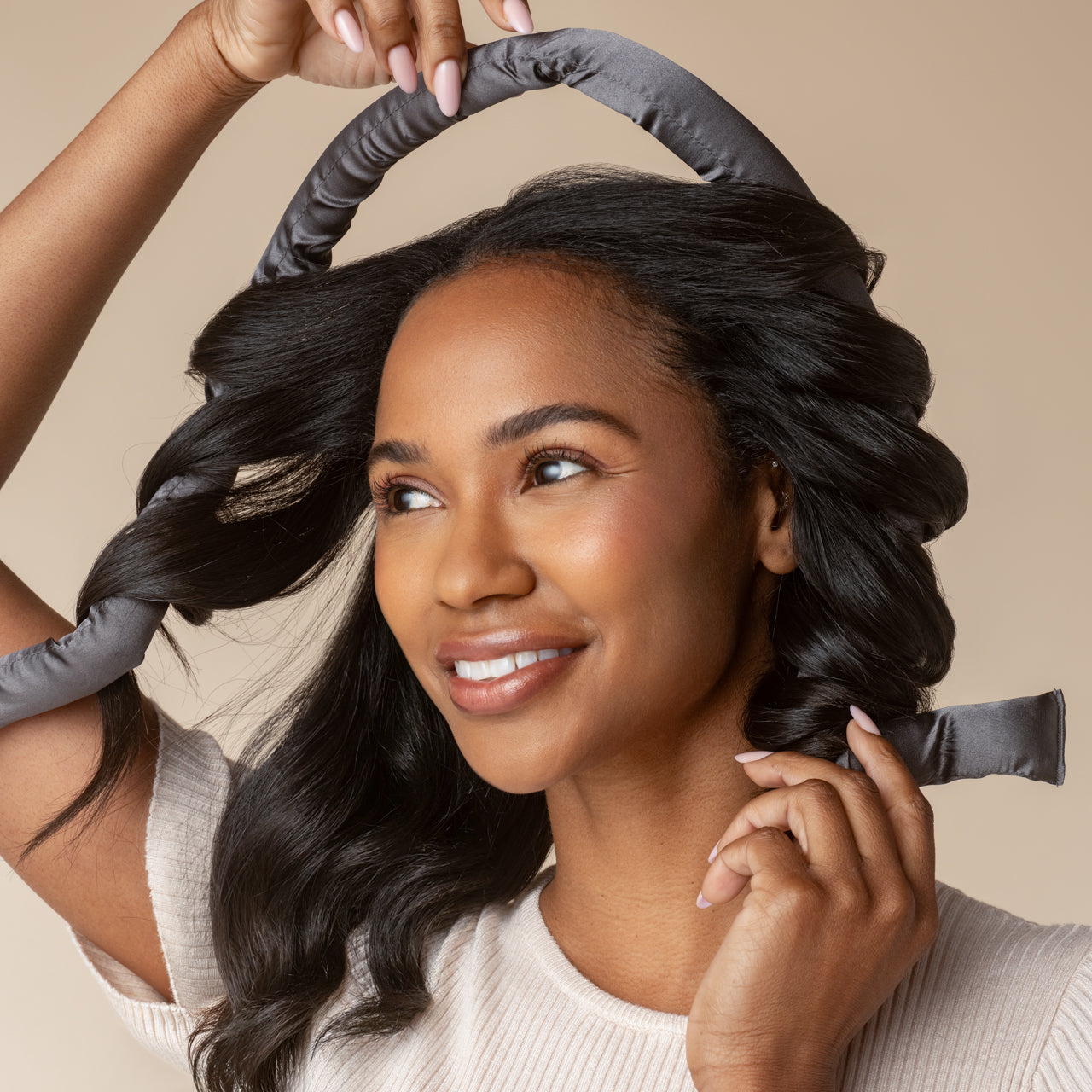 Arricciacapelli senza calore in raso - Carbone