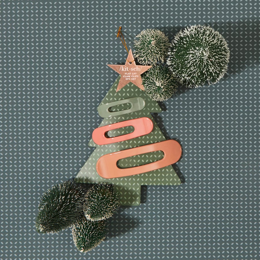 Kitsch Holiday-Klauenklammern aus recyceltem Kunststoff, 3-teiliges Set – Pinksettia