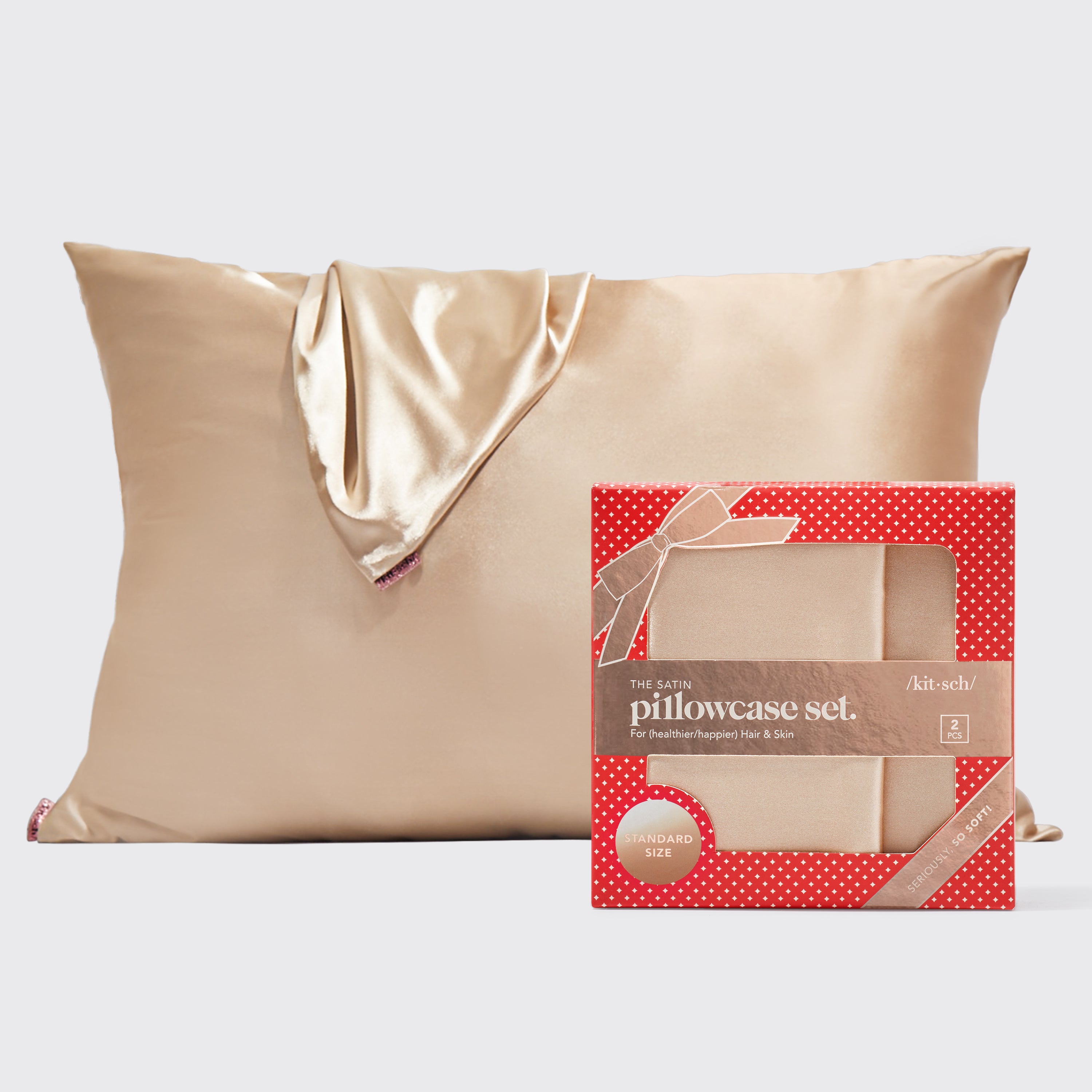 Holiday Satin Standard Pillowcase 2pc - Champagne