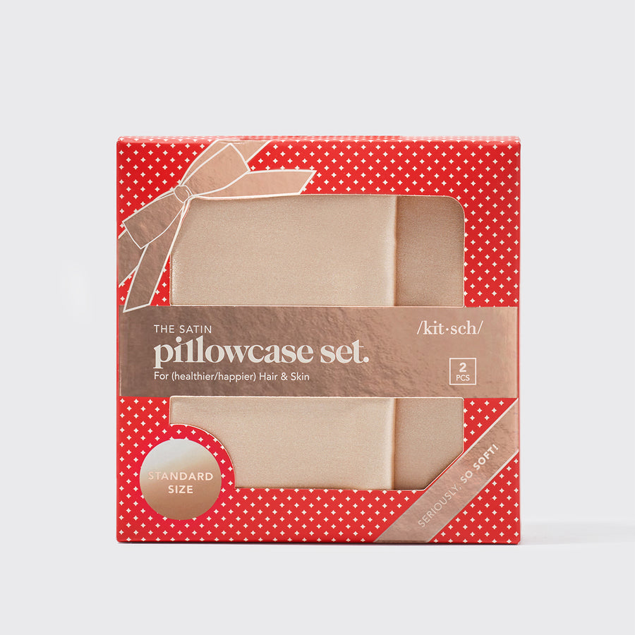 Holiday Satin Standard Pillowcase 2pc - Champagne