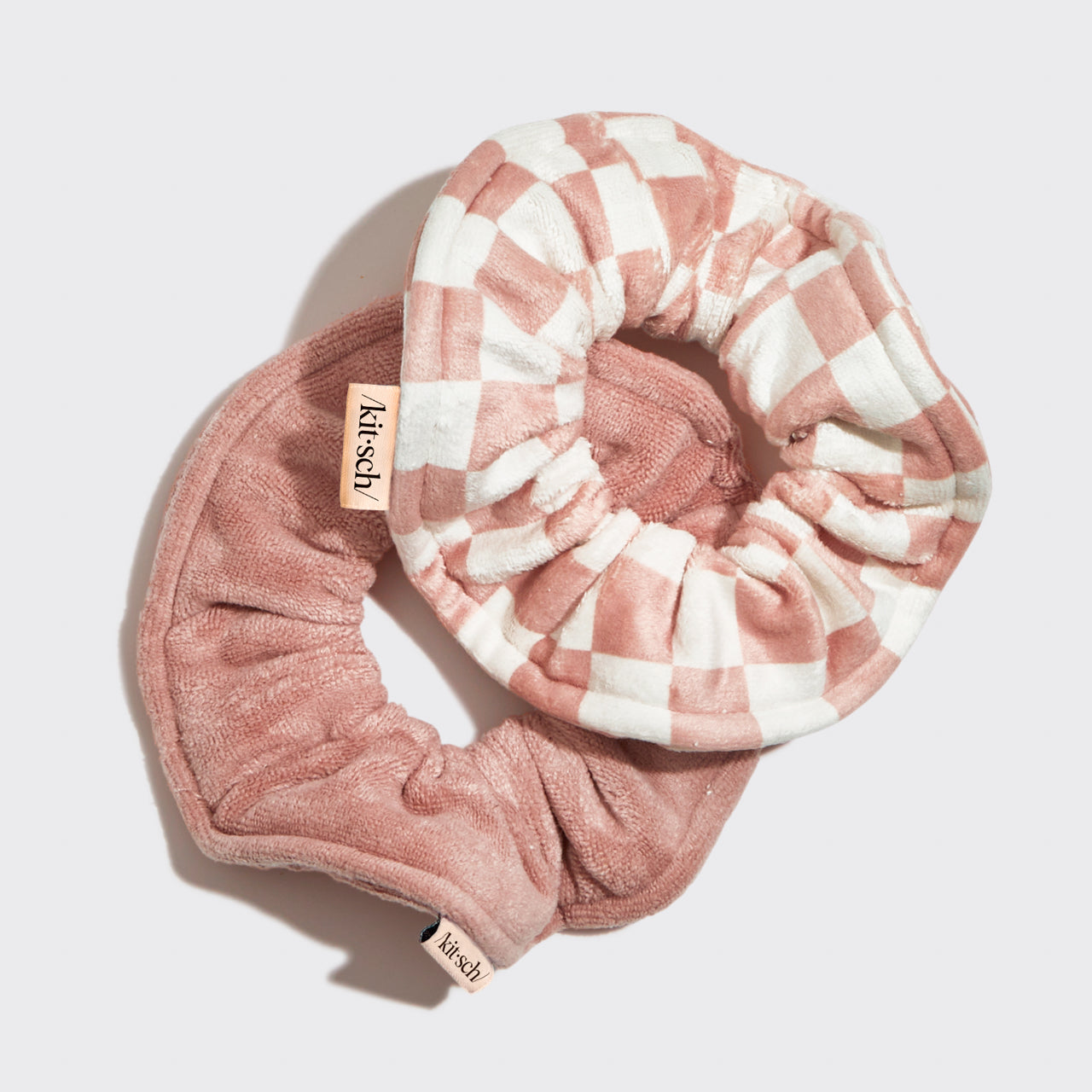 Terracotta Checker Microfiber Towel Scrunchies 2p | KITSCH