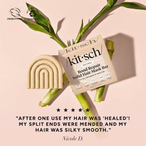 KITSCH Bond Repair Solid Hair Mask with 5-star customer review – restores strength in damaged hair