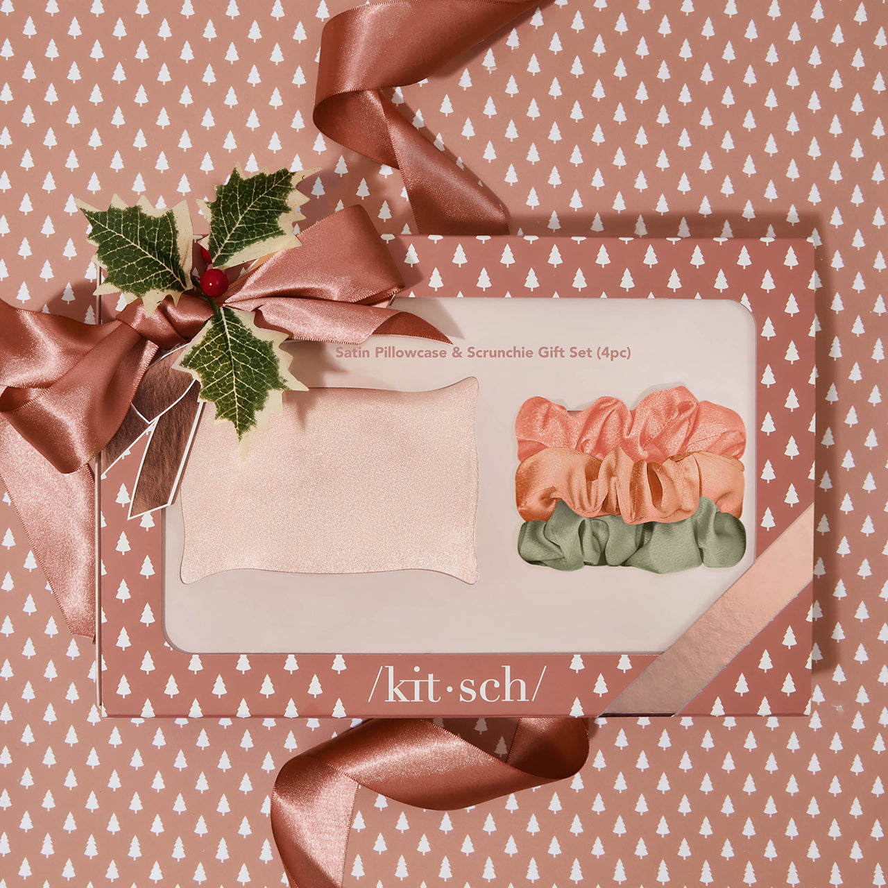 Satin Pillowcase & Scrunchie 4pc Gift Set