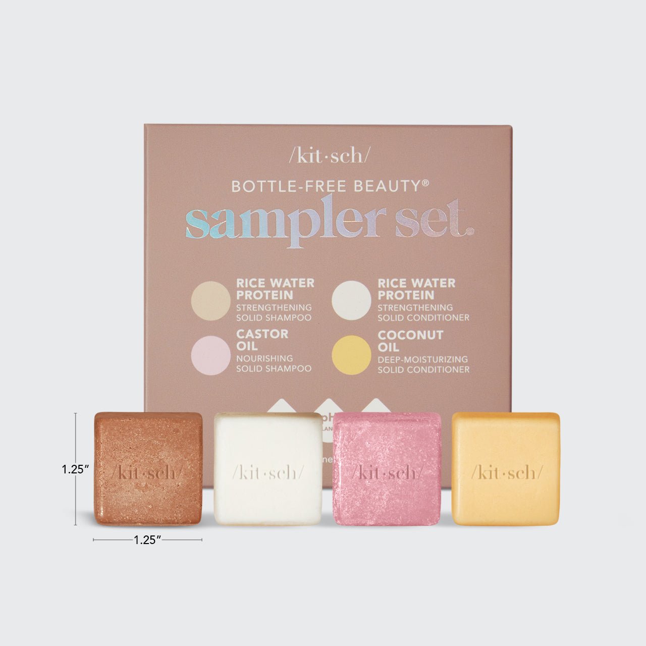 Shampoo & Conditioner 4pc Sampler Set & Self Draining Soap Dish