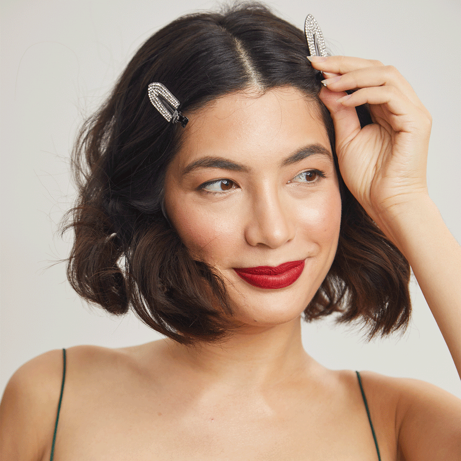 Metal Rhinestone Creaseless Clips 2pc Set KITSCH