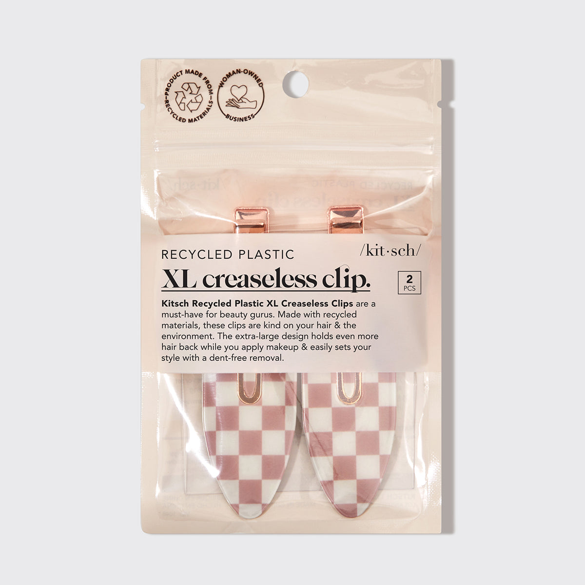 XL Terracotta Checker Creaseless Clips 2pc Set – KITSCH